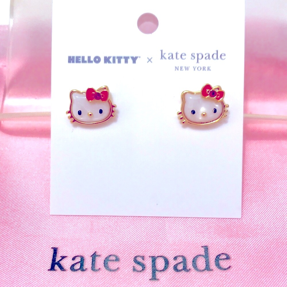Hello Kitty X Kate Spade New York Studs & Kate Spade Dustbag BNWT - Picture 2 of 4